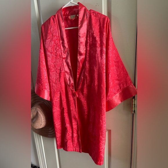 Victorias Secret Gold Label Vintage 80/90s Floral Satin Kimono Robe One Size OS - Picture 4 of 9